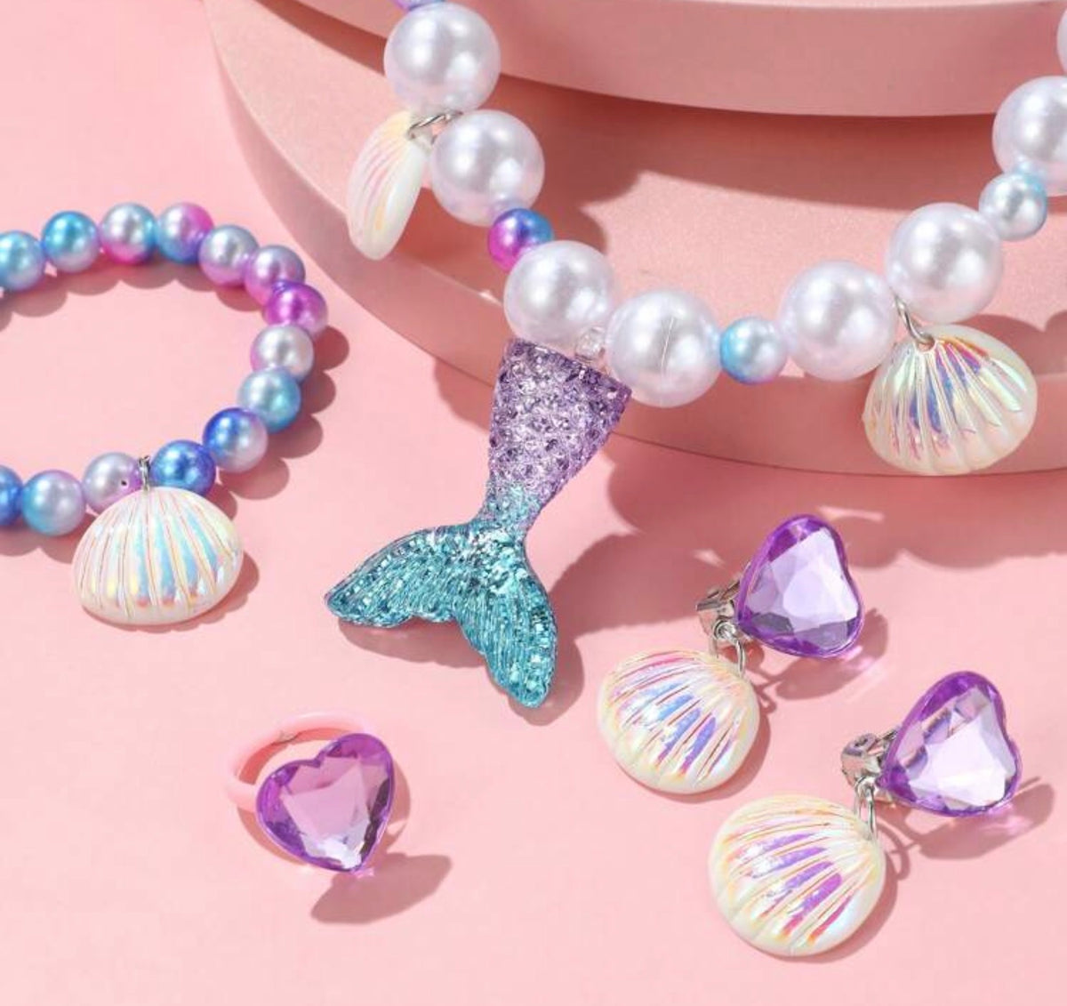 5pcs/Set Mermaid Faux Pearl Necklace Jewelry