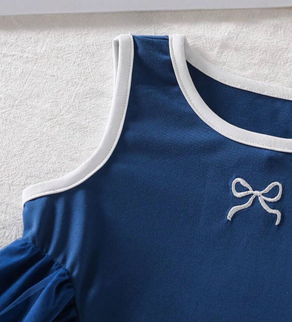 Mesh Patchwork Bow Sleeveless Dress