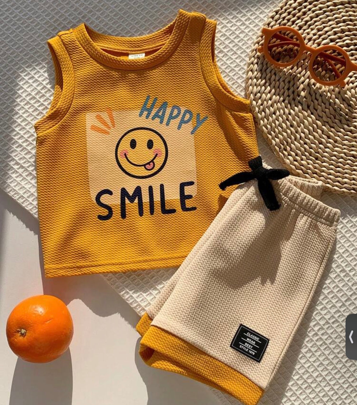 2pcs/Set Versatile Smiling Face Print Knit Tank Top And  Shorts