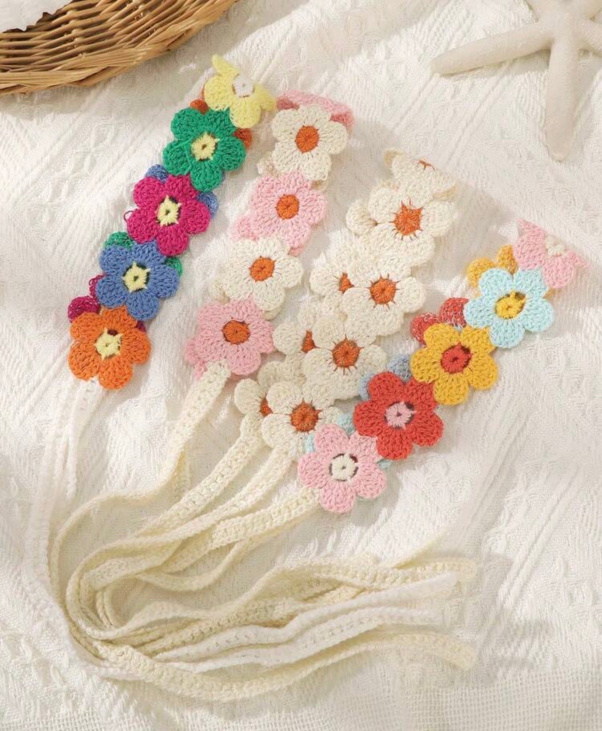 1pc Boho Style Hollow Knitted Sunflower Headband