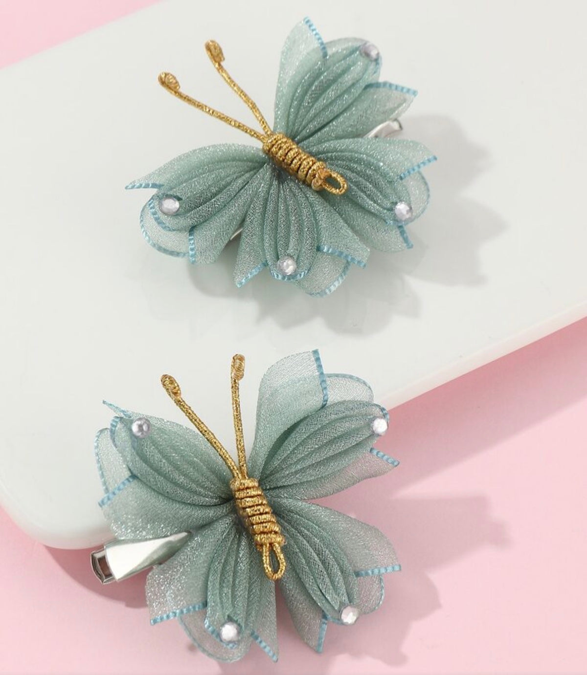 2pcs/Set Girls' Mesh Butterfly Hair Clip
