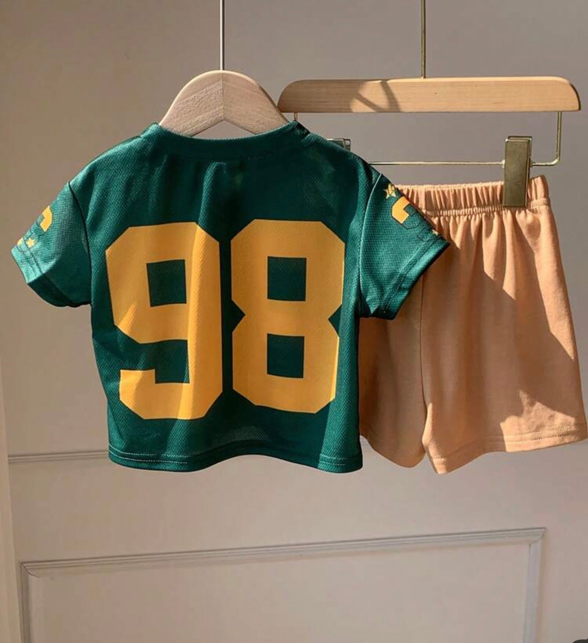 2pcs Unisex Short Sleeve Baseball Shirt And Shorts Set