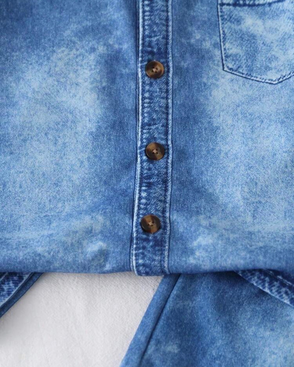 2pcs Denim Print Polo Collar Short Sleeve Shirt And Shorts