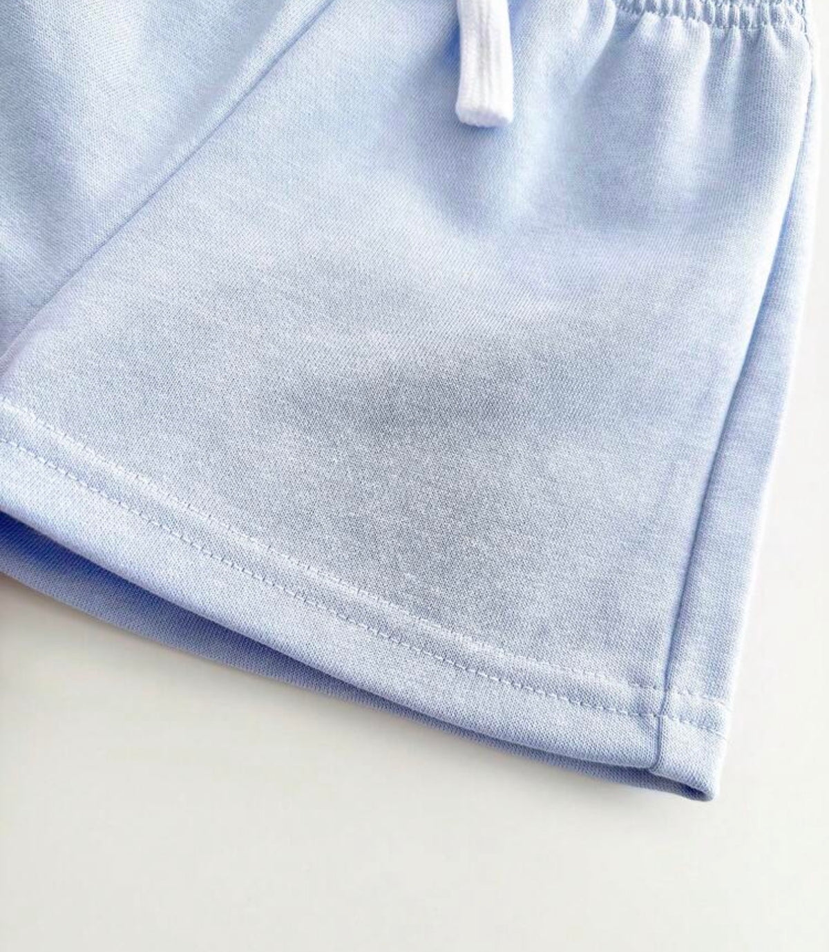 2pcs/Set Ice Cream Embroidery Short Sleeve Tee And Light Blue Shorts