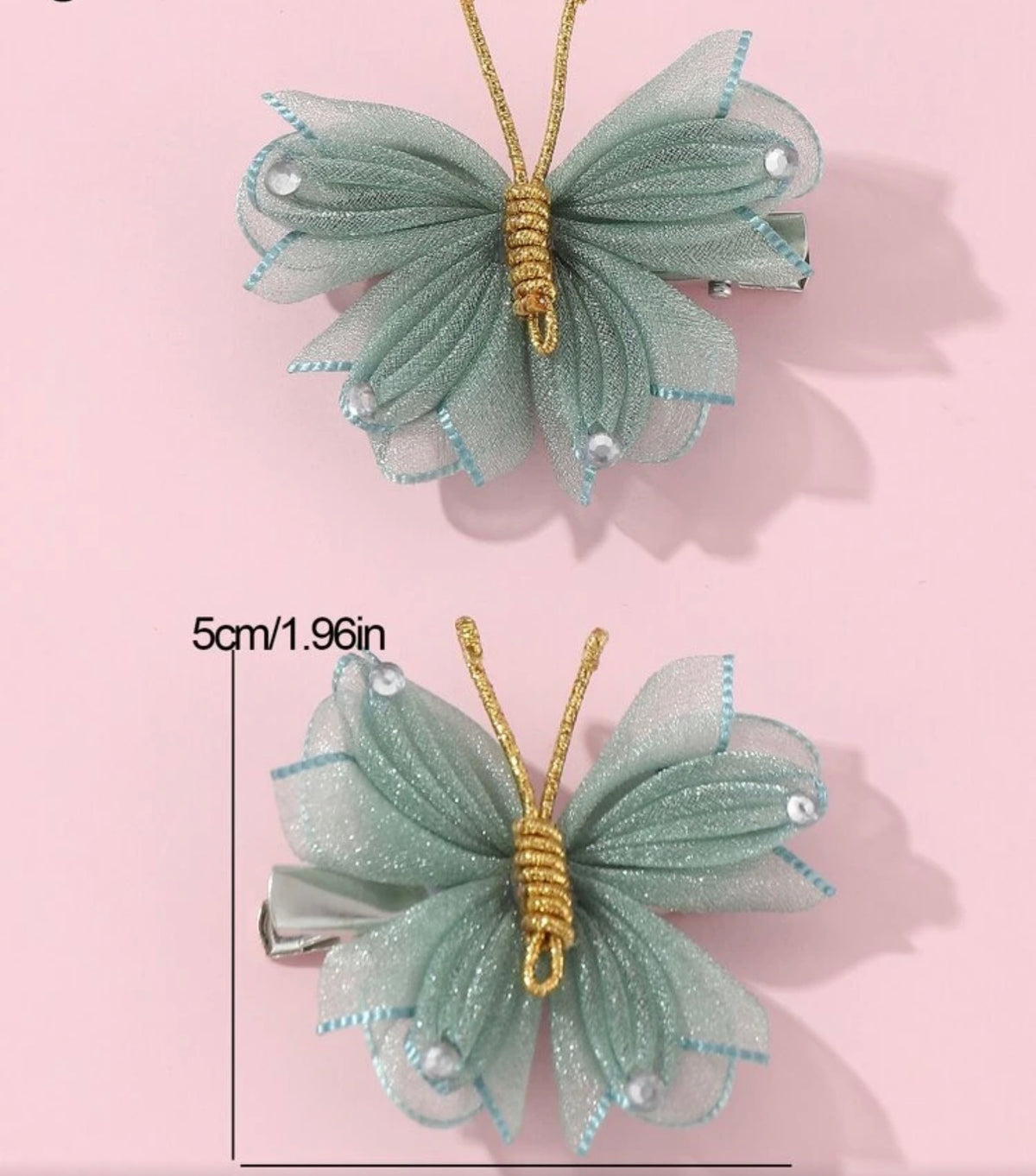 2pcs/Set Girls' Mesh Butterfly Hair Clip