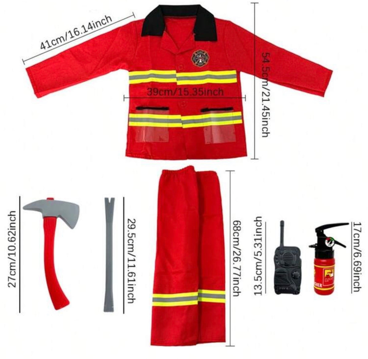 7pcs Kids Firefighter Role Play Costume Set