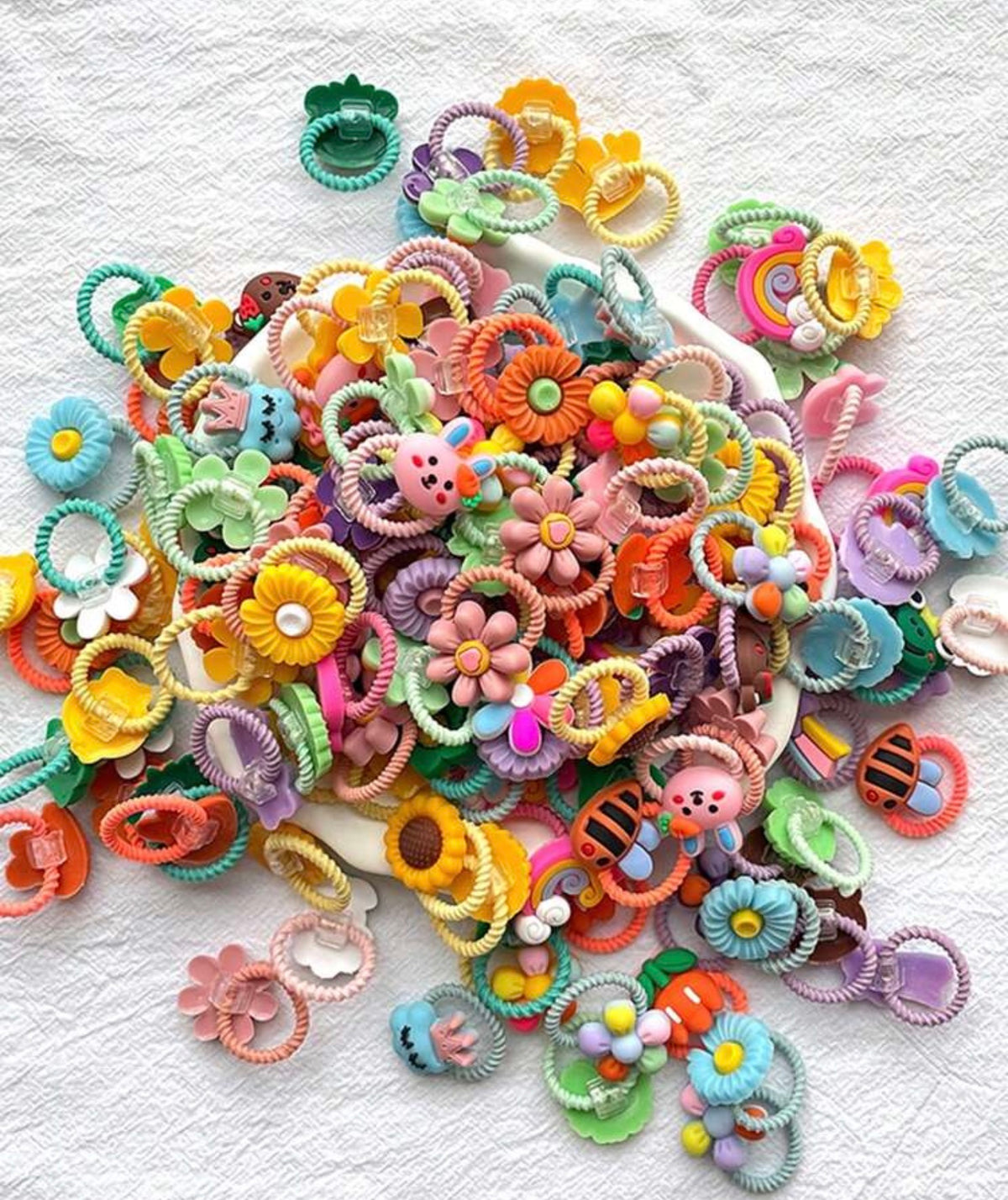 50pcs Random Cartoon Cute Scrunchies, Hair Ties
