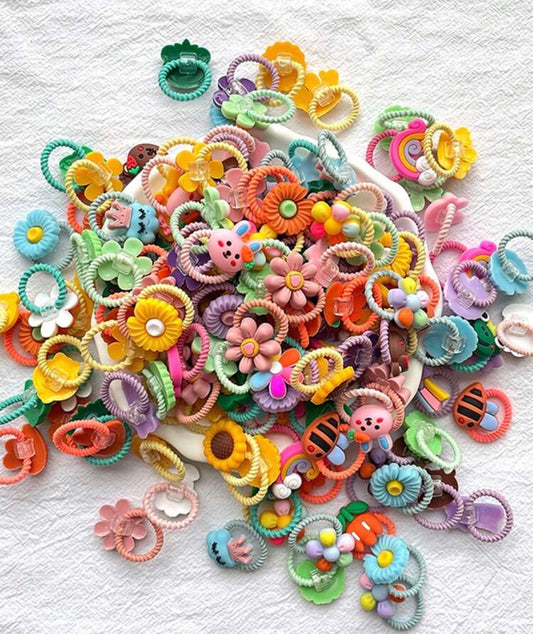 50pcs Random Cartoon Cute Scrunchies, Hair Ties