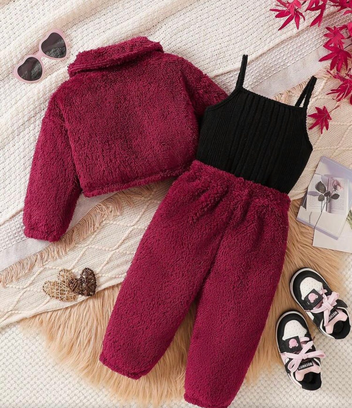 3pcs Winter Set Tank Top Turndown Collar Utility Jacket And Long Pants