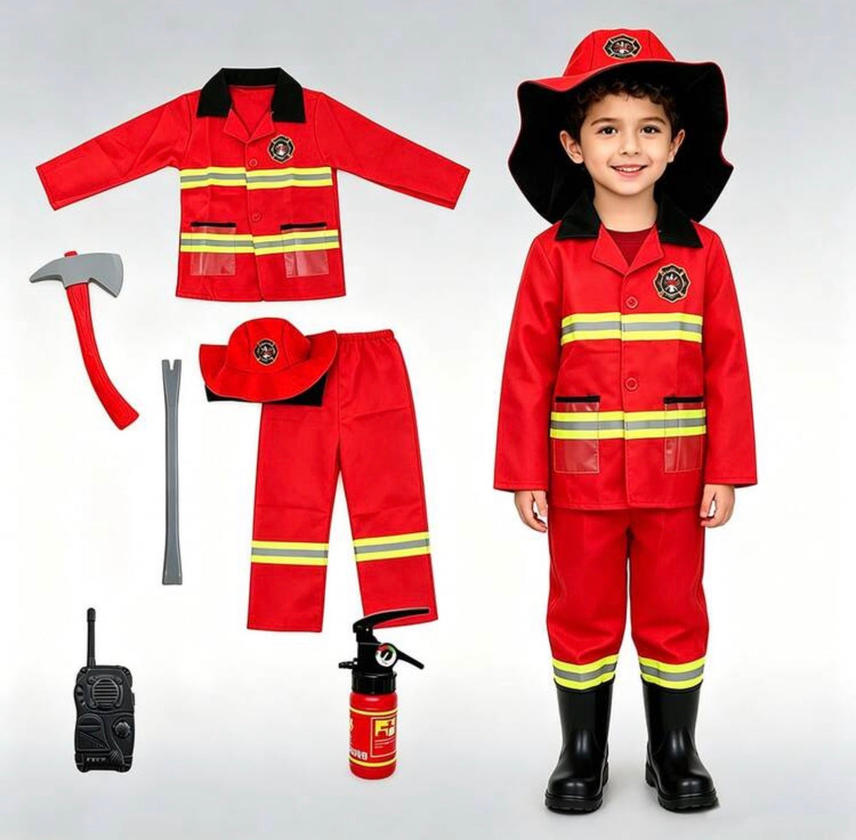 7pcs Kids Firefighter Role Play Costume Set