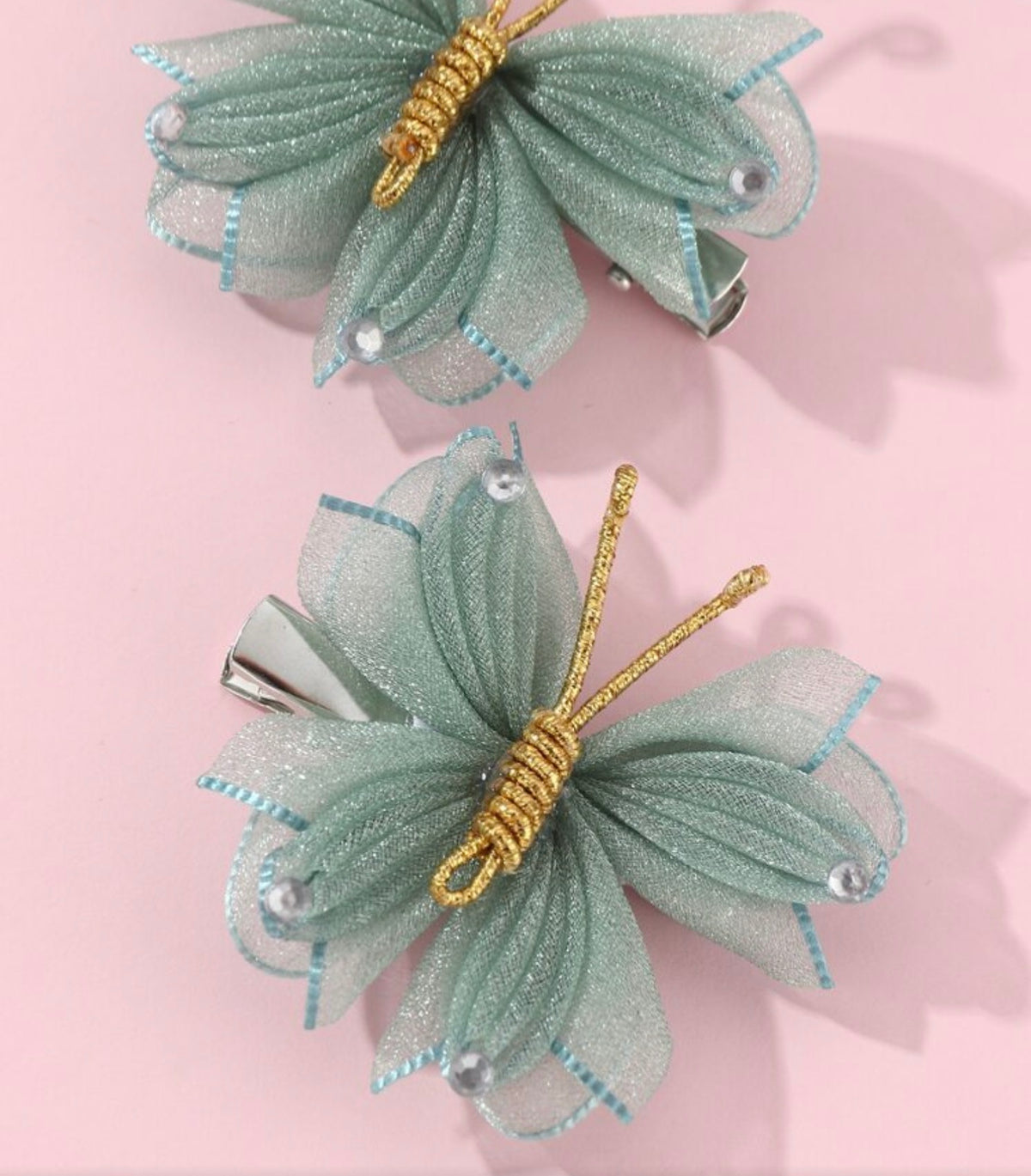 2pcs/Set Girls' Mesh Butterfly Hair Clip