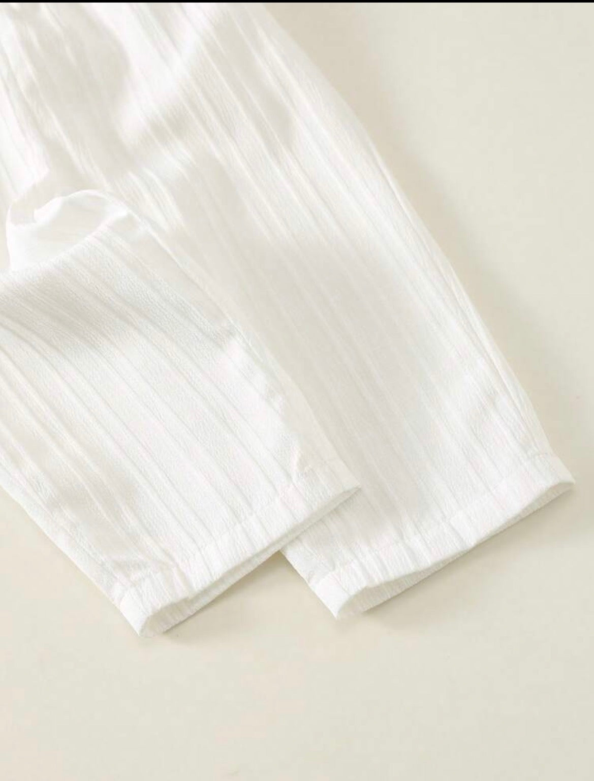 2pcs Striped Stand Collar Short Sleeve Shirt And Long Pants Set