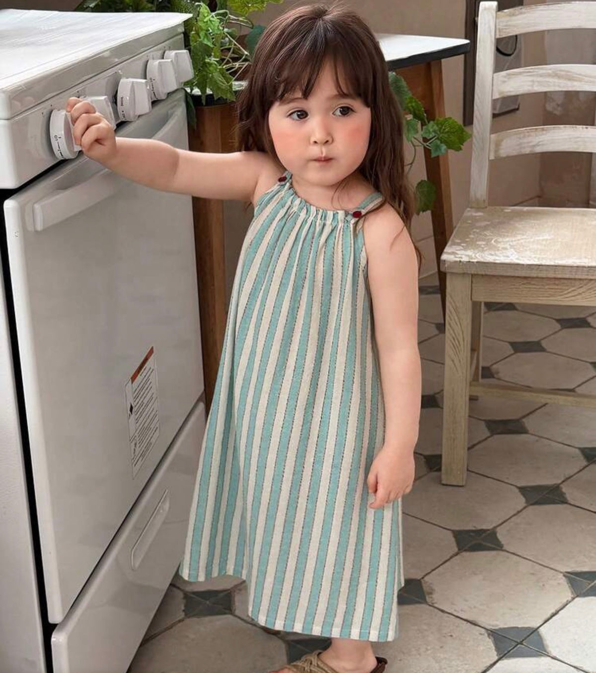 Striped Casual Halter Dress