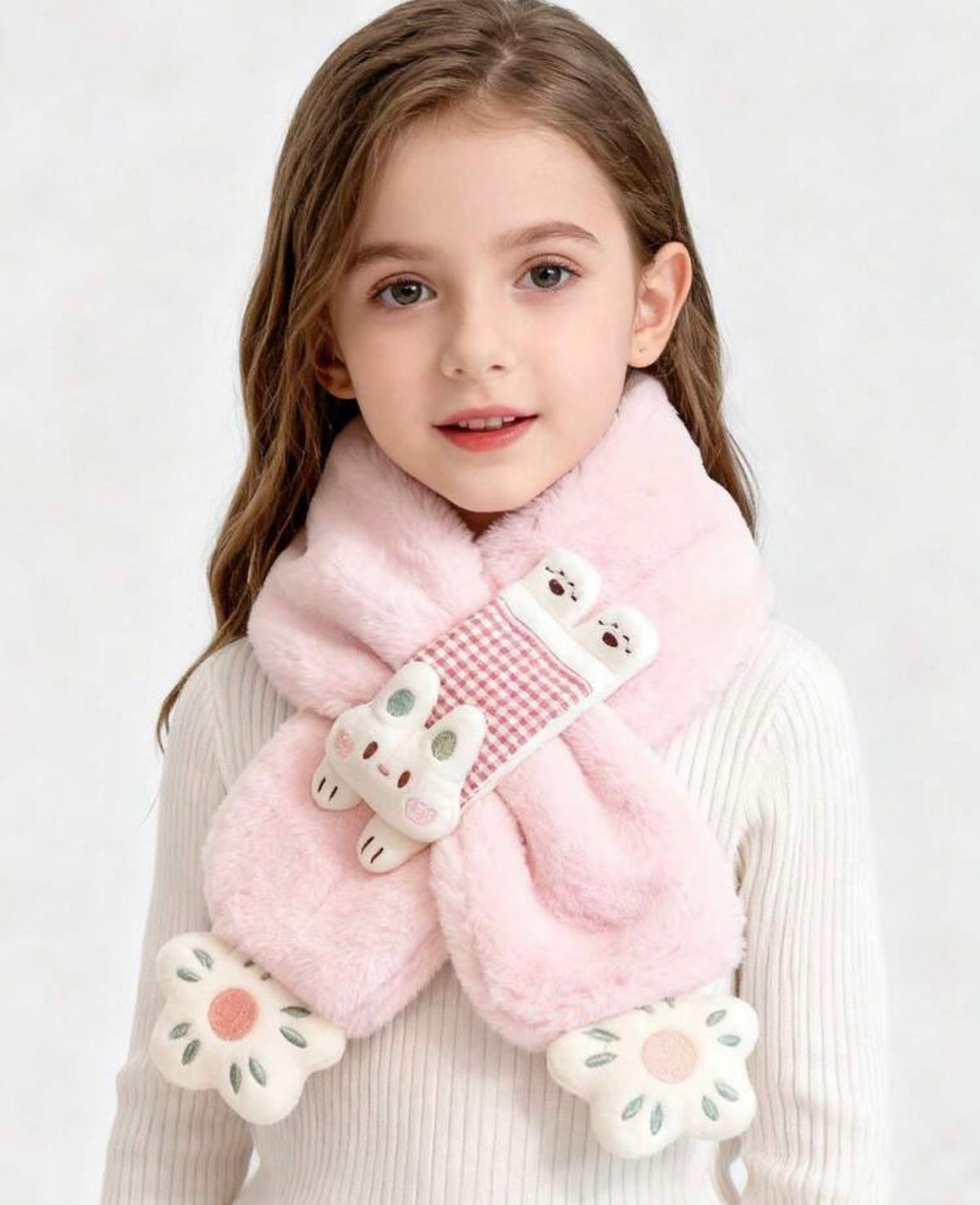 1pc Girls' Rabbit Plush Scarf