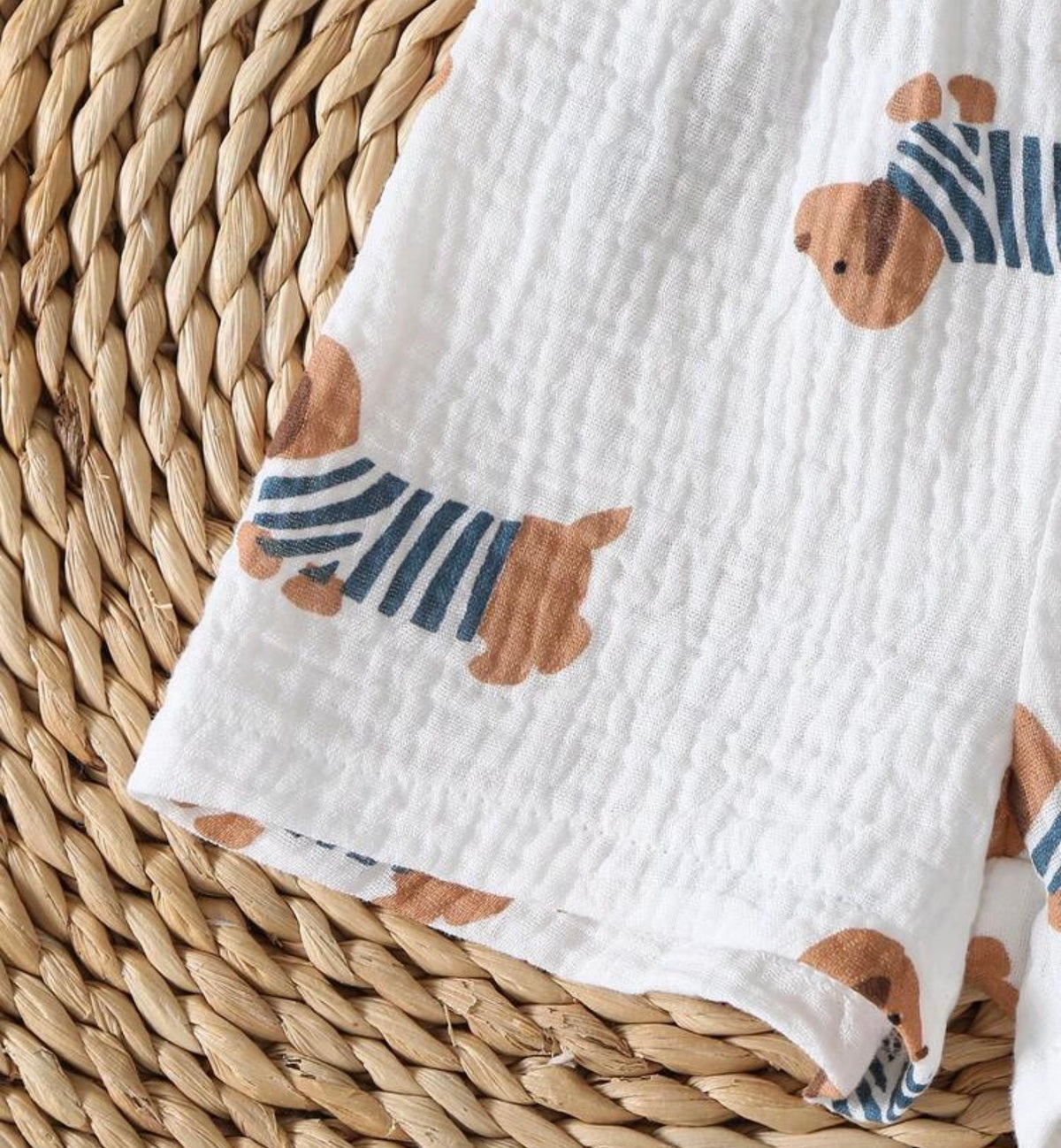 Puppy Print Newborn 2 PCS Set Soft Textured Sleeveless Tank Top Paired With Cute Puppy Pattern Shorts