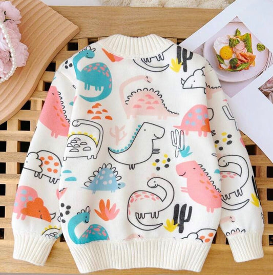 Cartoon Sweater Fleece Crew Neck Pullover Top
