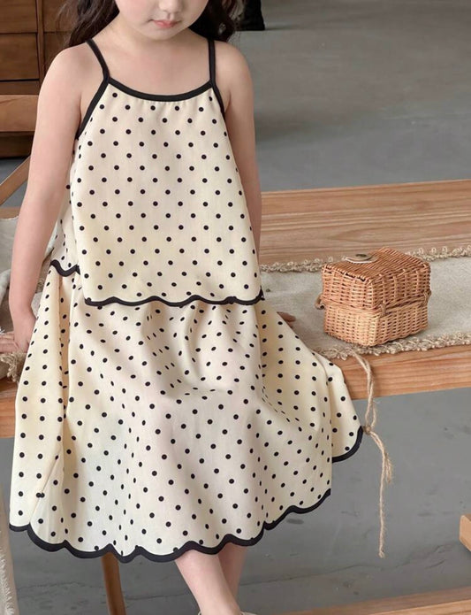 2pcs/Set Polka Dot Sleeveless Top And Skirt