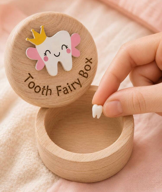 Tooth Fairy Box, Cute 3D Tooth Carved Wooden Box