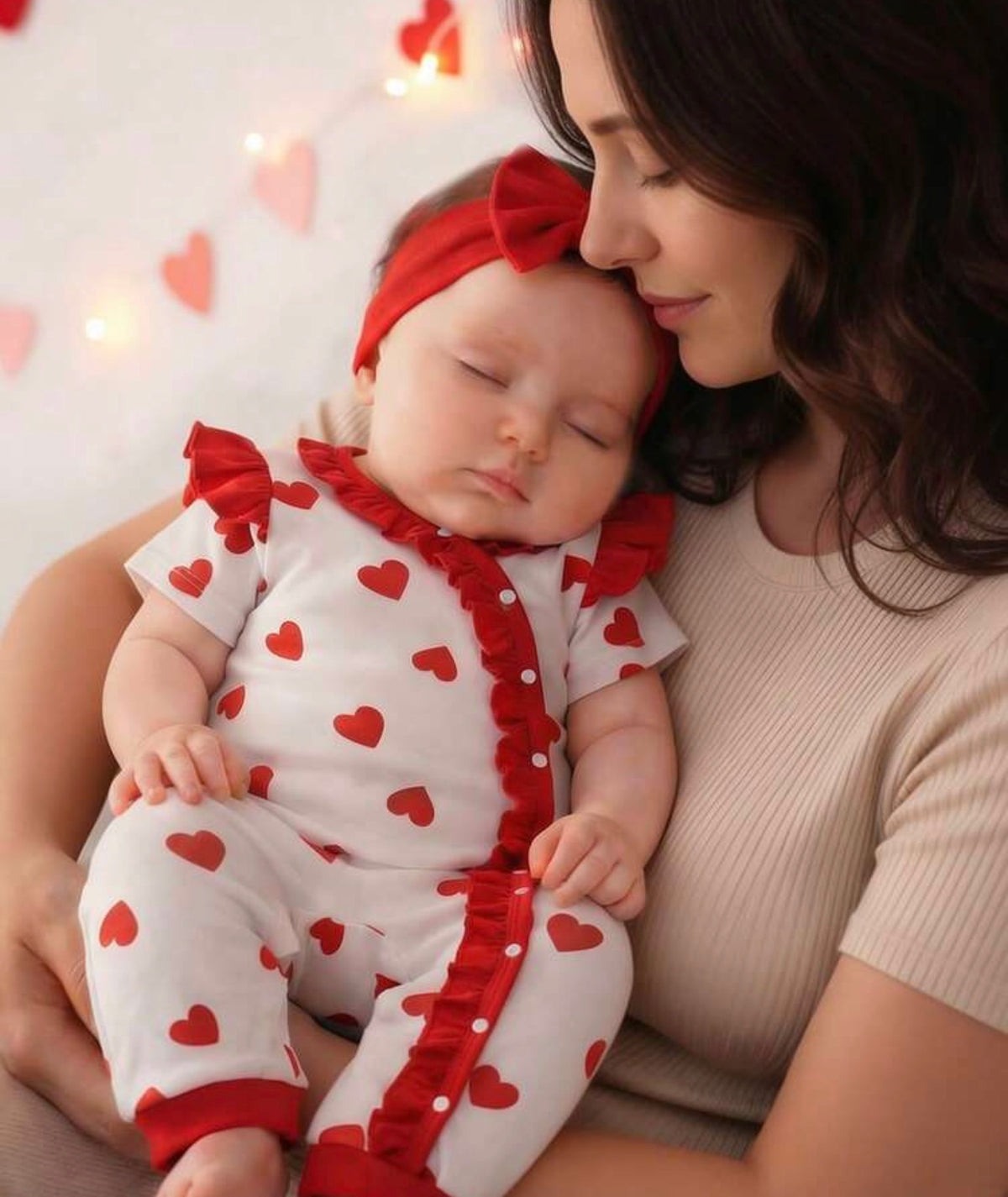 2pcs/Set Heart Romper&Headband Set