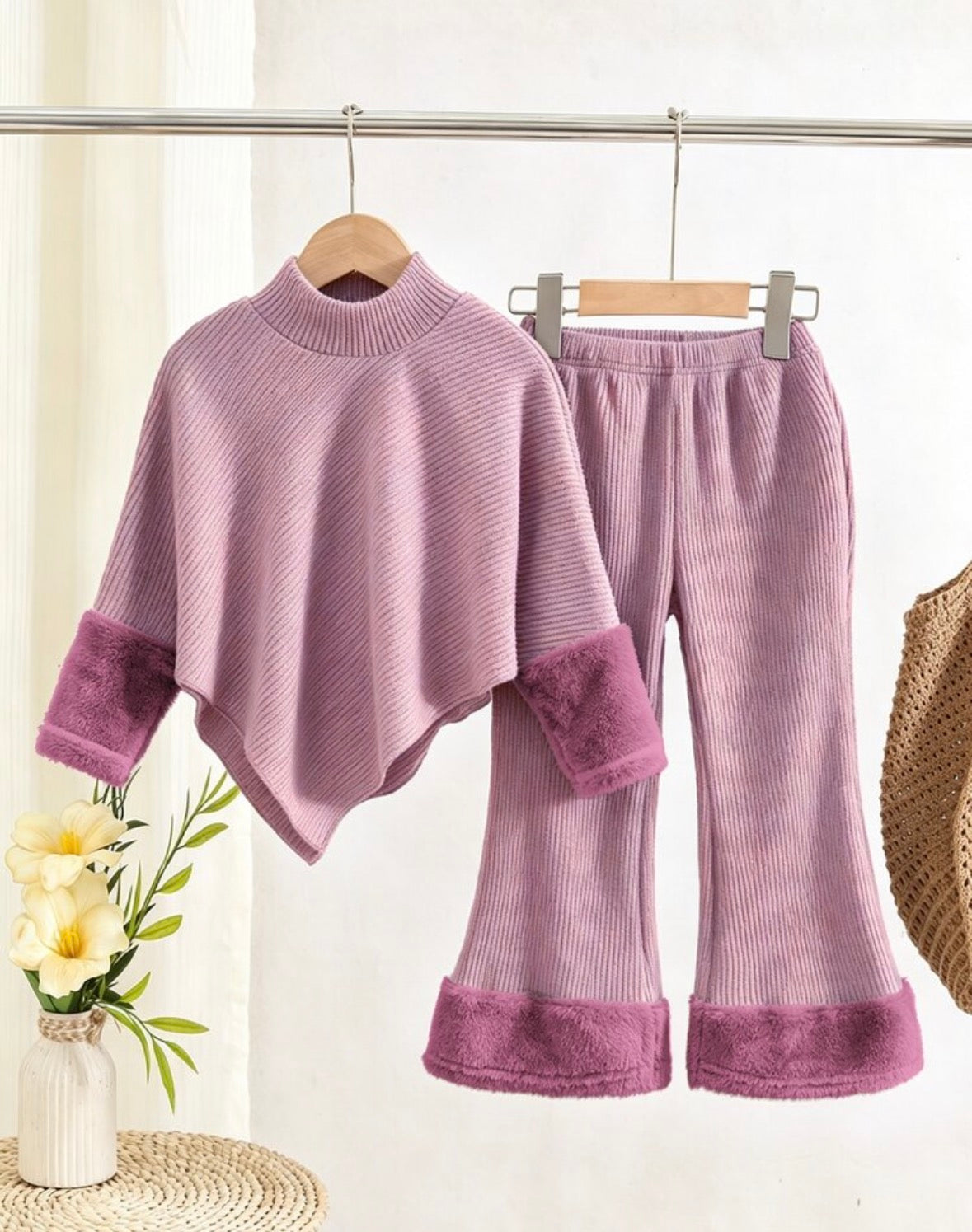 Polar Fleece Long Sleeve T-Shirt Top Paired With trousers