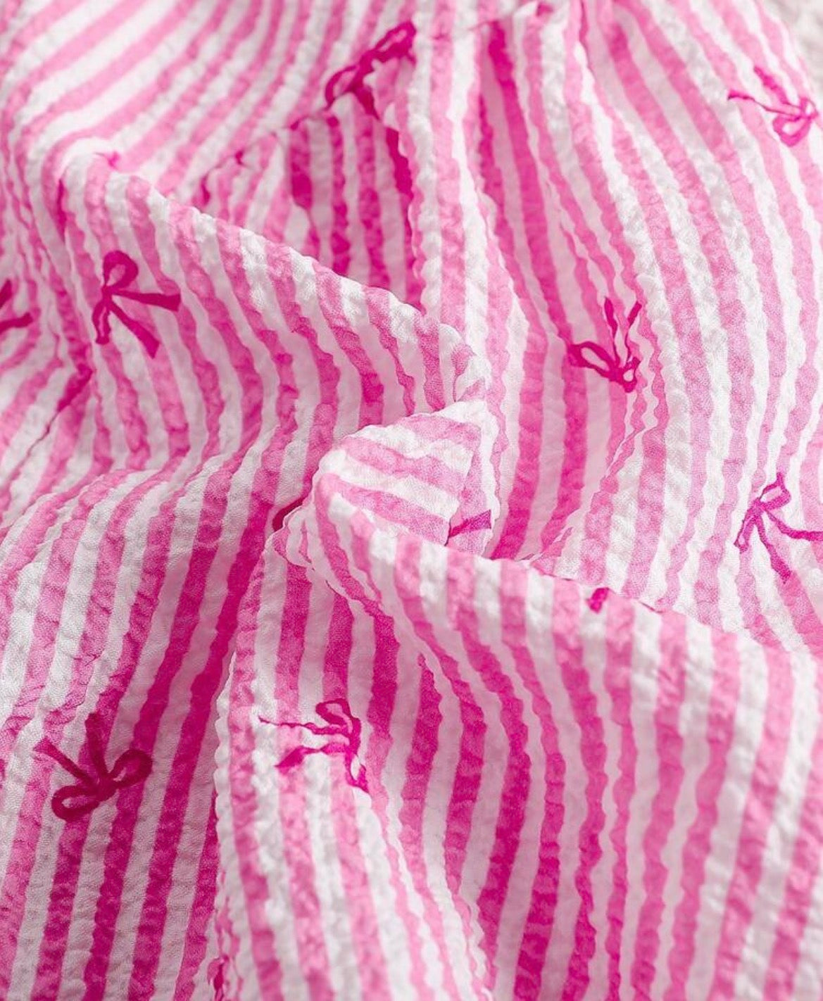 Pink And white Striped bow print