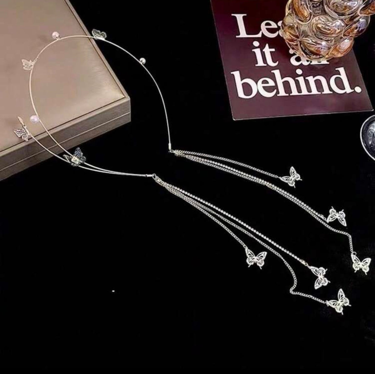Butterfly Tassel Headband Is Made Of Synthetic Cubic Zirconia