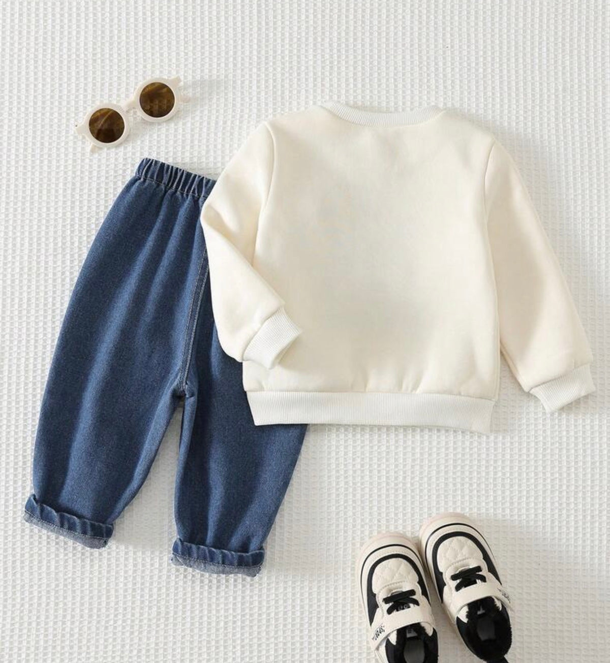 Dinosaur Applique Embroidered Sweatshirt & Denim Jeans 2 Pieces Set & Spring/Autumn