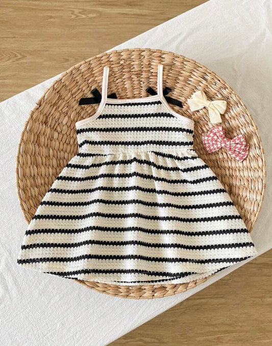 blacknWhite cheakered spaghetti Strap A-Line