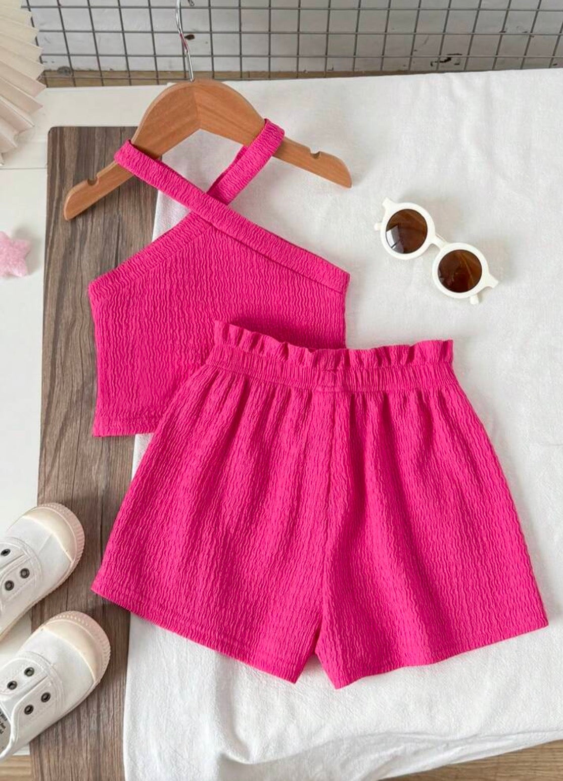 Criss-Cross Fitted Tank Top And Shorts Set