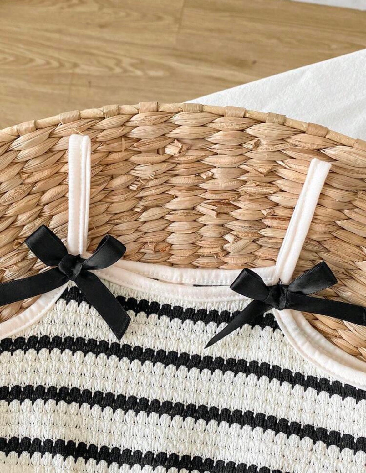 blacknWhite cheakered spaghetti Strap A-Line