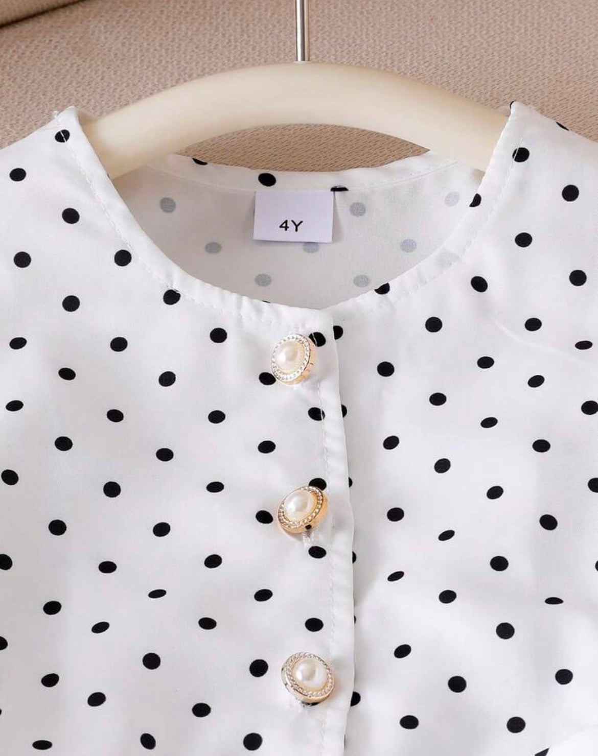 Polka Dot Print Blazer Vest And Straight Leg Pants White 2 Pieces