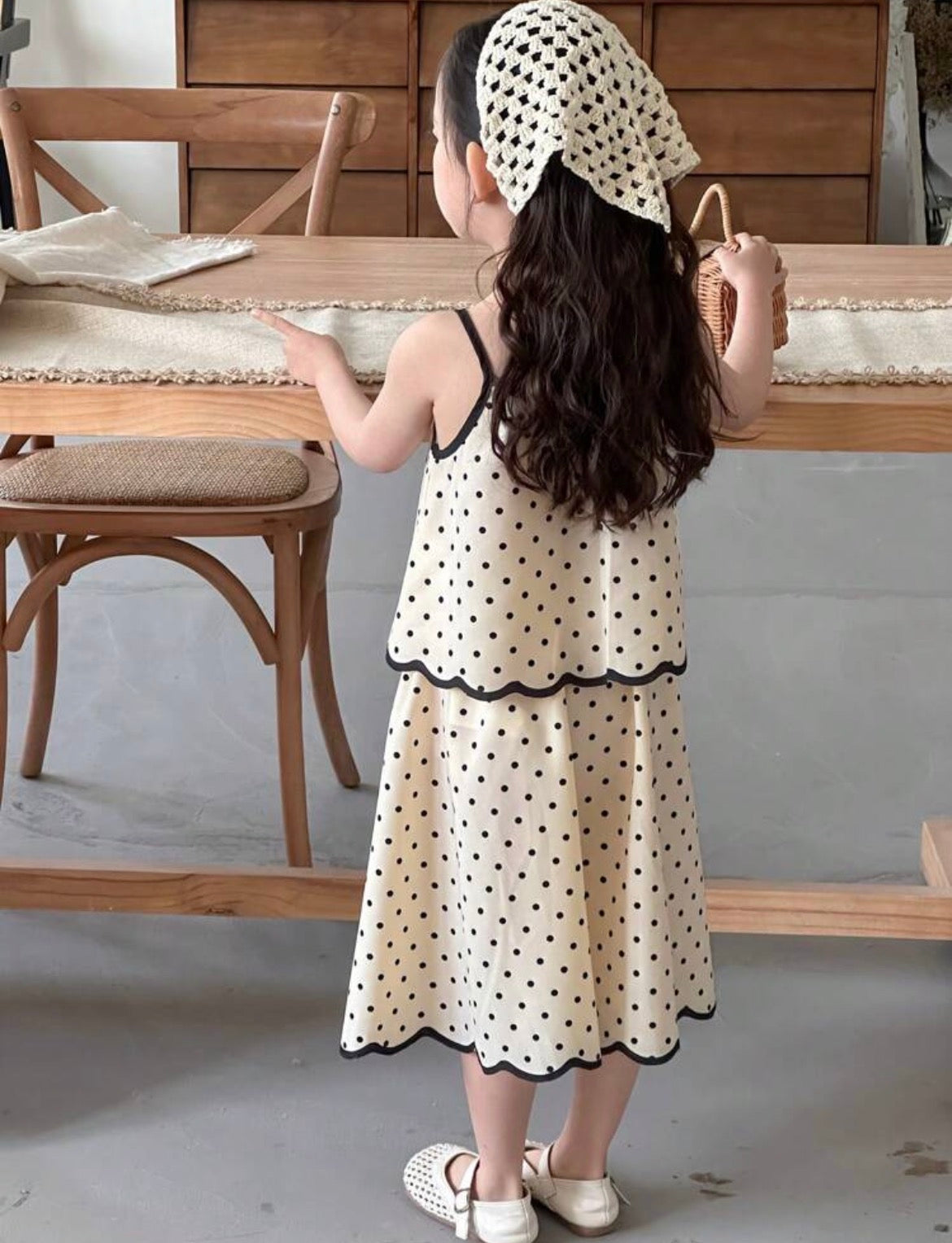 2pcs/Set Polka Dot Sleeveless Top And Skirt