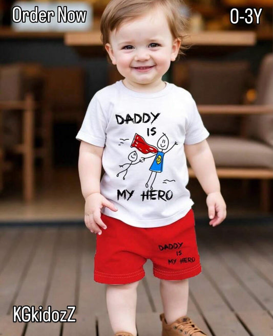 Hand-Drawn White T-Shirt With Vibrant Red Shorts
