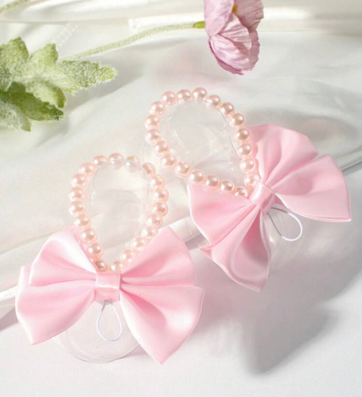 Newborn Photo Props Pearl Bow Decor Foot Ornaments
