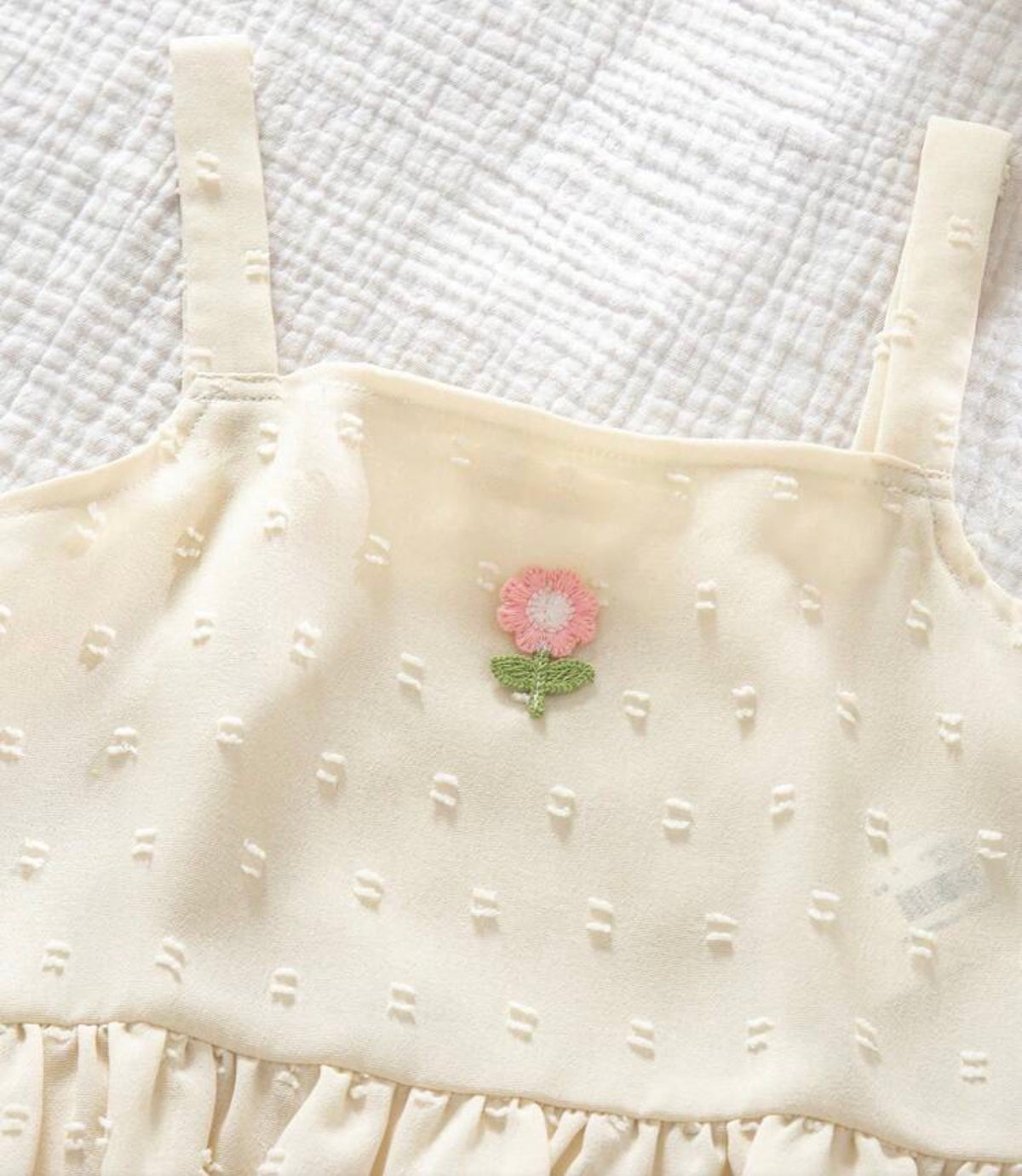 2pcs Woven Floral Applique Casual Vest And Ditsy Floral Pants