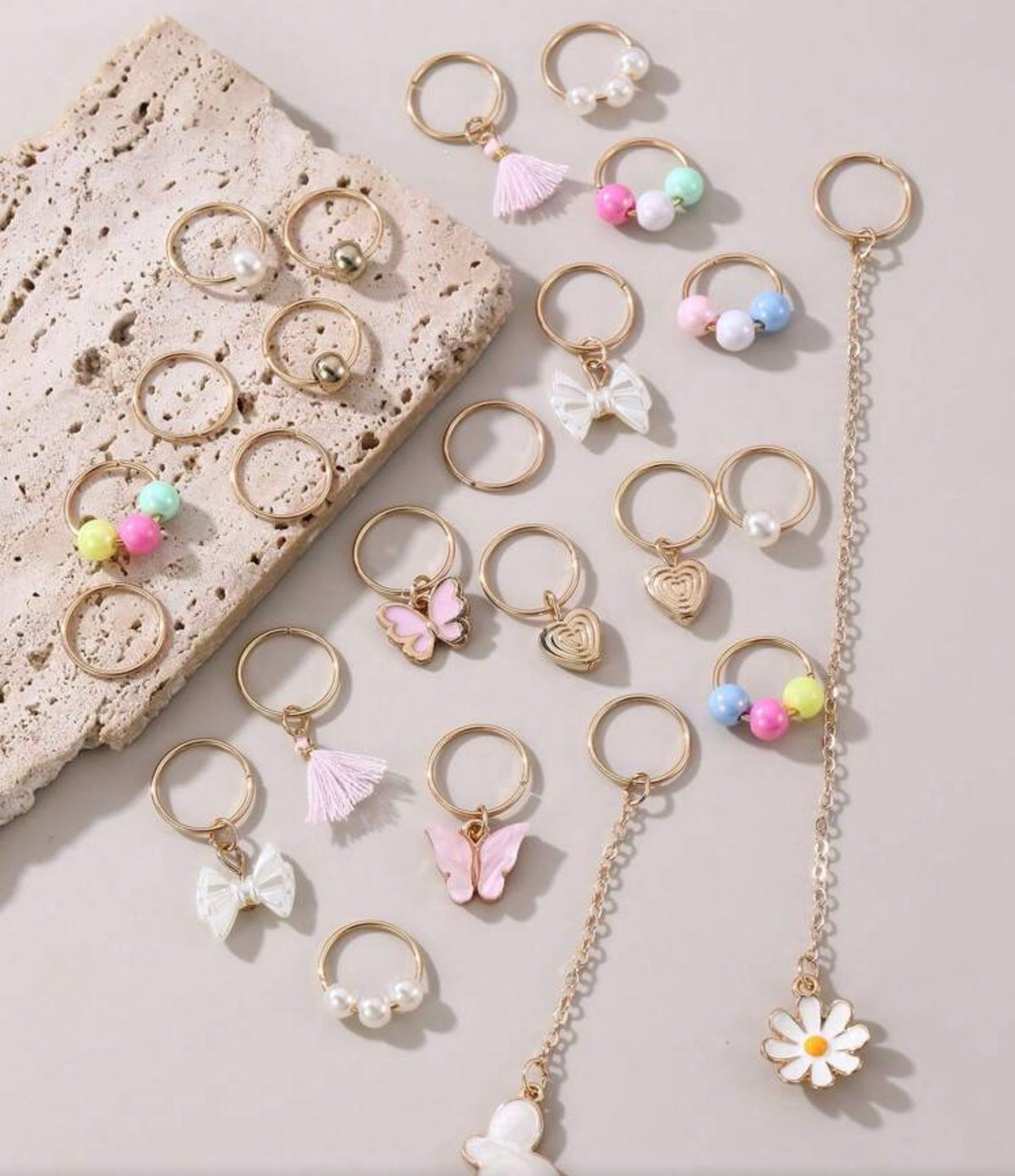 25pcs Western Cowboy Gold Braided Hair Rings With Moon, Star, Cactus, Horseshoe, Hat, Boot Charms, Bohemian Dreadlock Hair Accessories