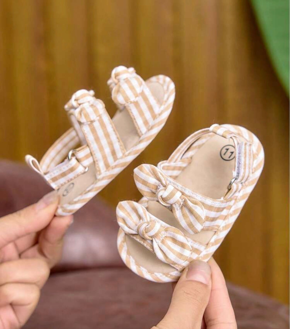 Bow Knot Hook And Loop Plaid Flat Shoes