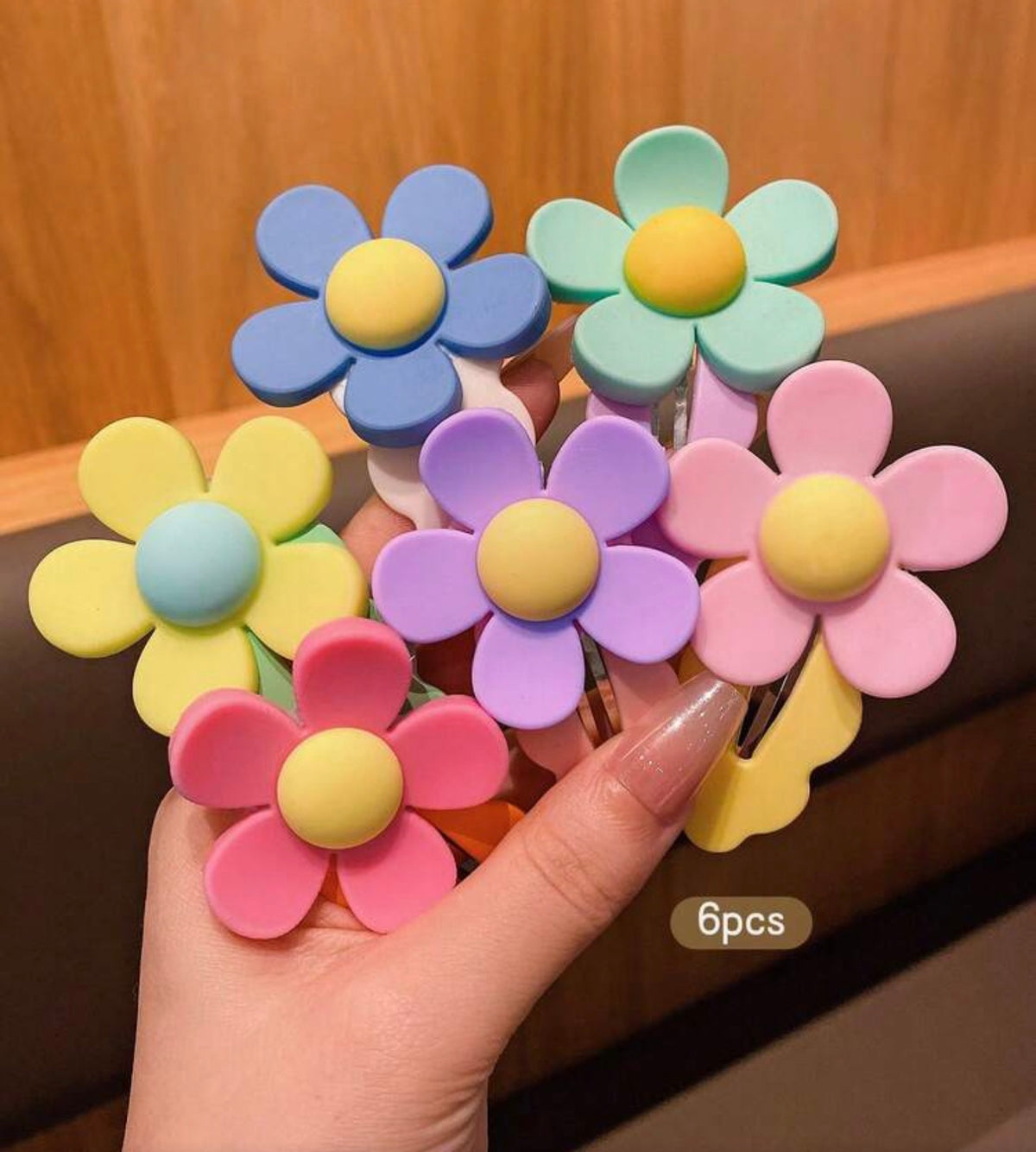6pcs Cute Floral Hair Clips, Korean Hair Accessories
