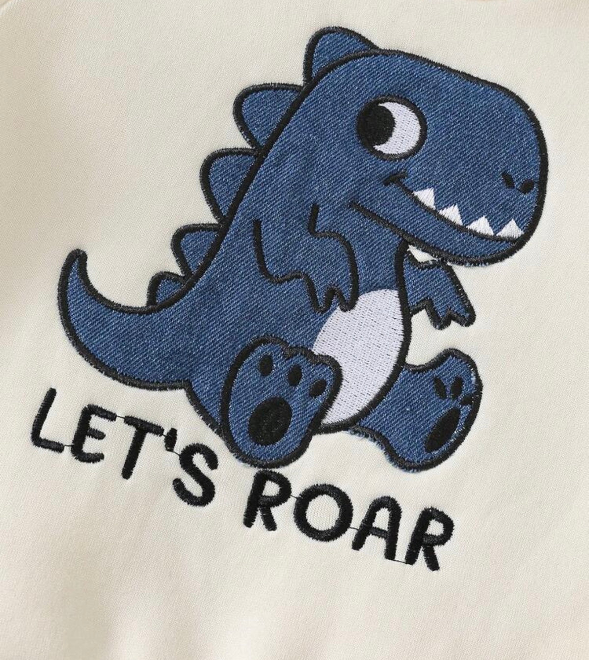 Dinosaur Applique Embroidered Sweatshirt & Denim Jeans 2 Pieces Set & Spring/Autumn