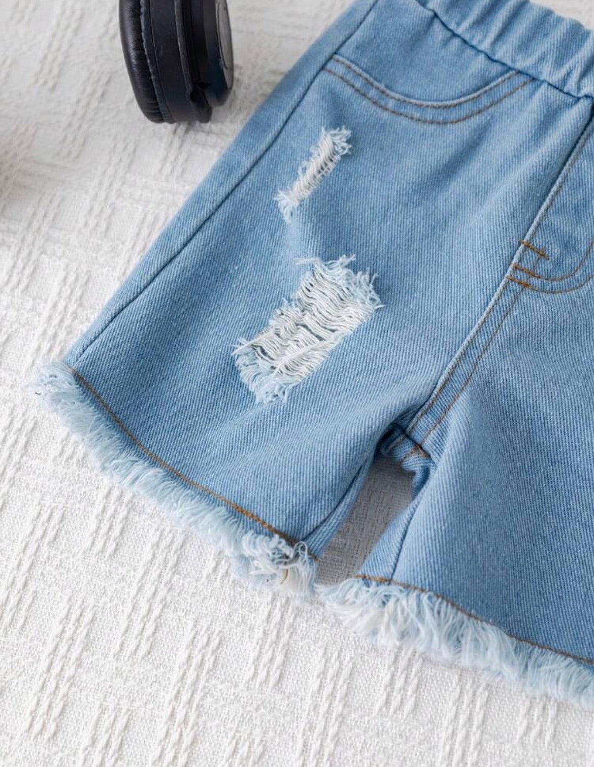 2pcs Baby Boy Summer Casual Street Chic Car Graphic Tank Top And Denim Shorts Set