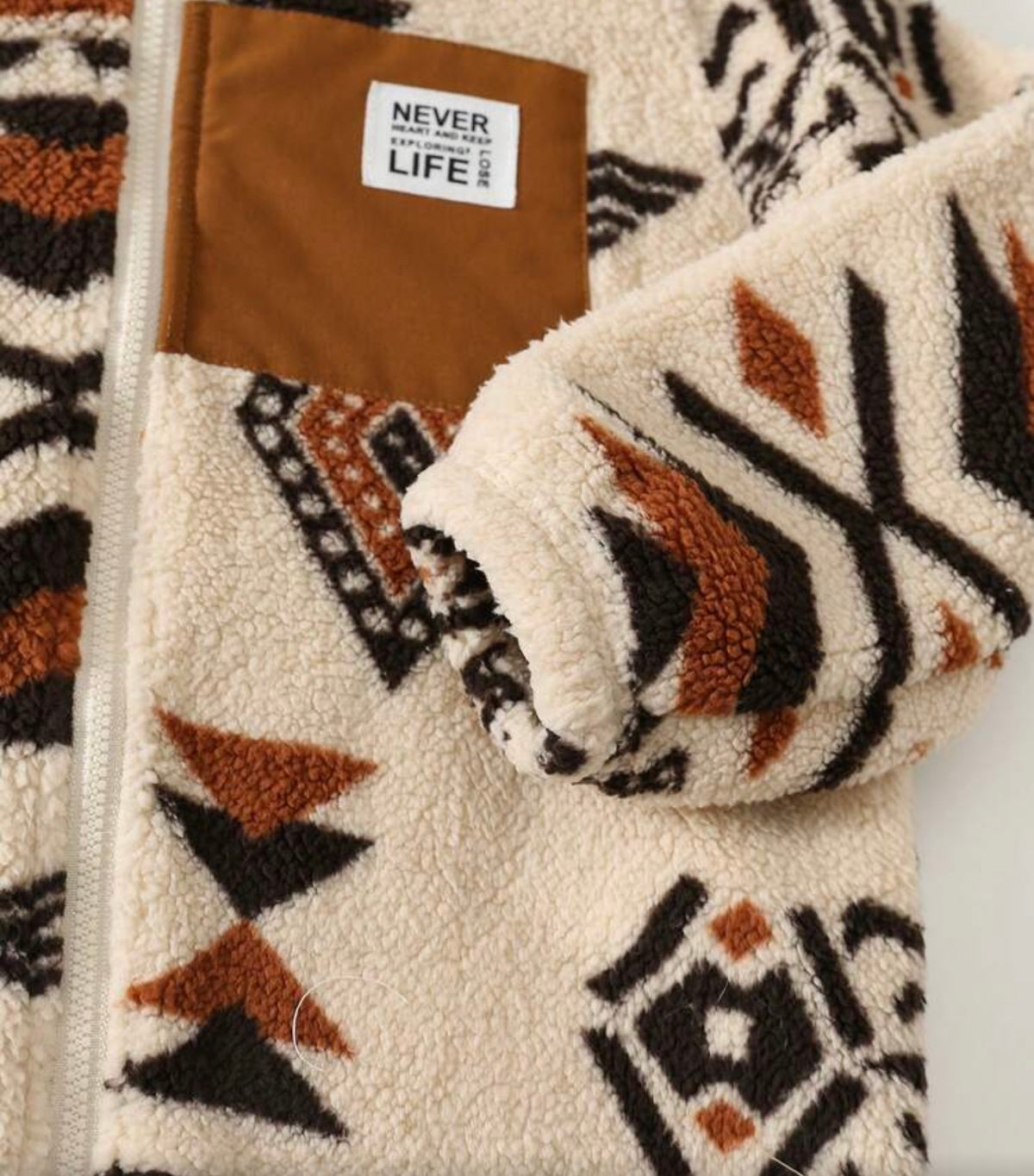 Woven Label Thermal Pattern Small Stand Collar Long Sleeve Zipper Winter Jacket