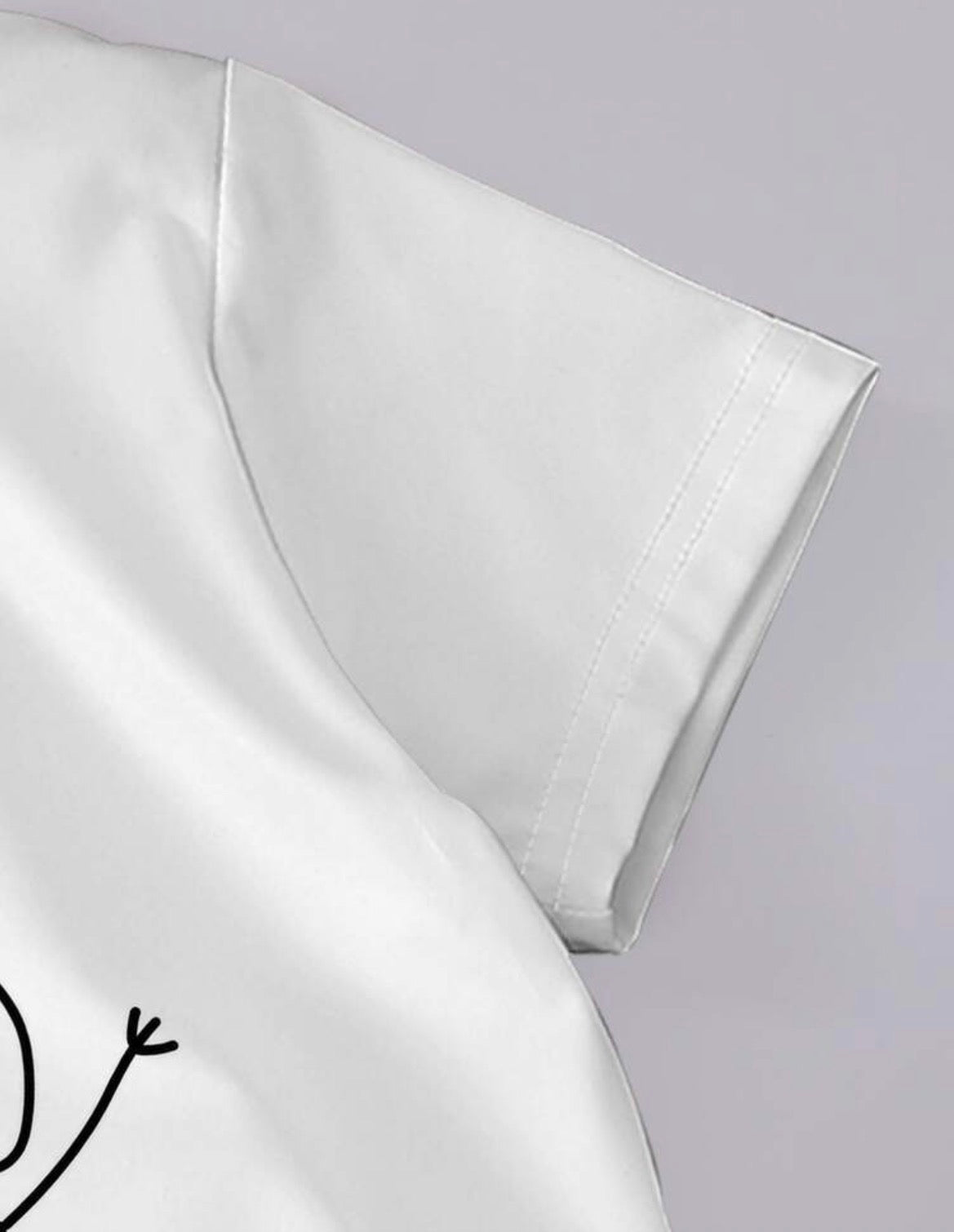 Hand-Drawn White T-Shirt With Vibrant Red Shorts