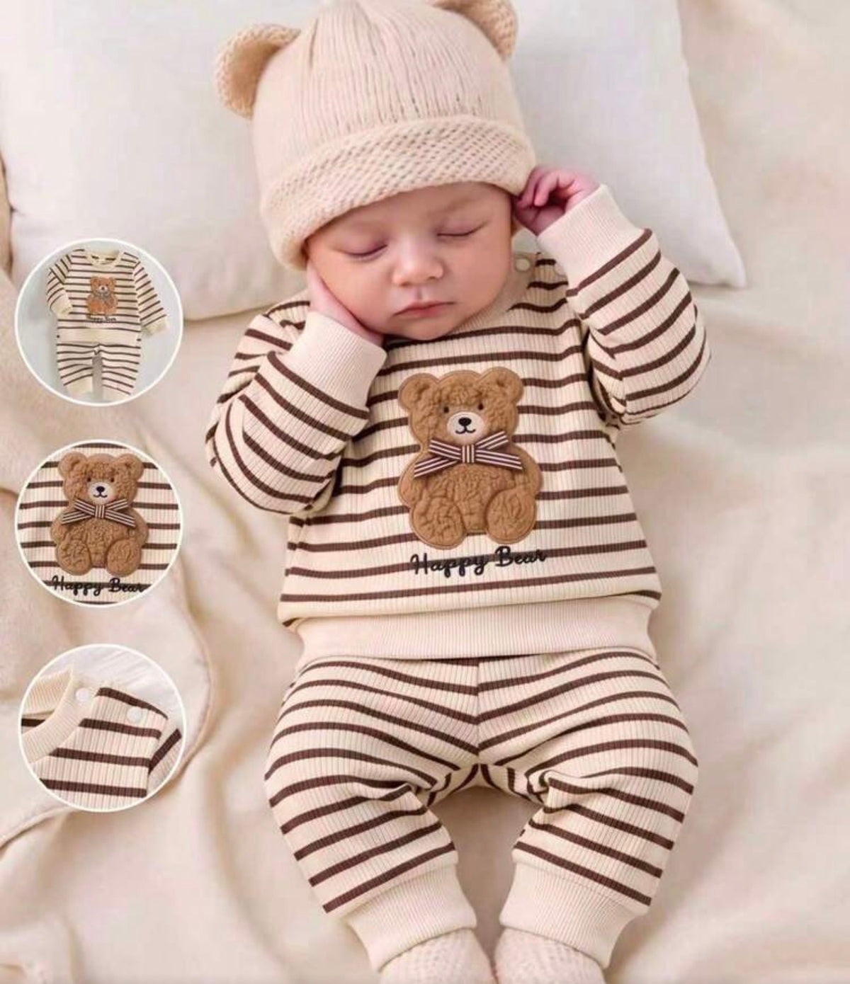 Pink Cute Rabbit Embroidered Long Sleeved Two Pieces Set