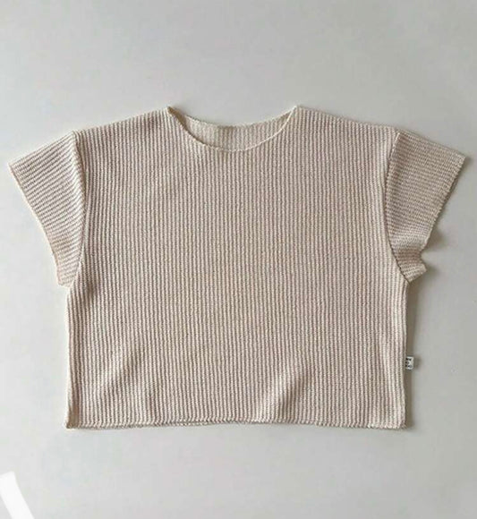 Loose Waffle Grid Short Sleeve Shorts Set