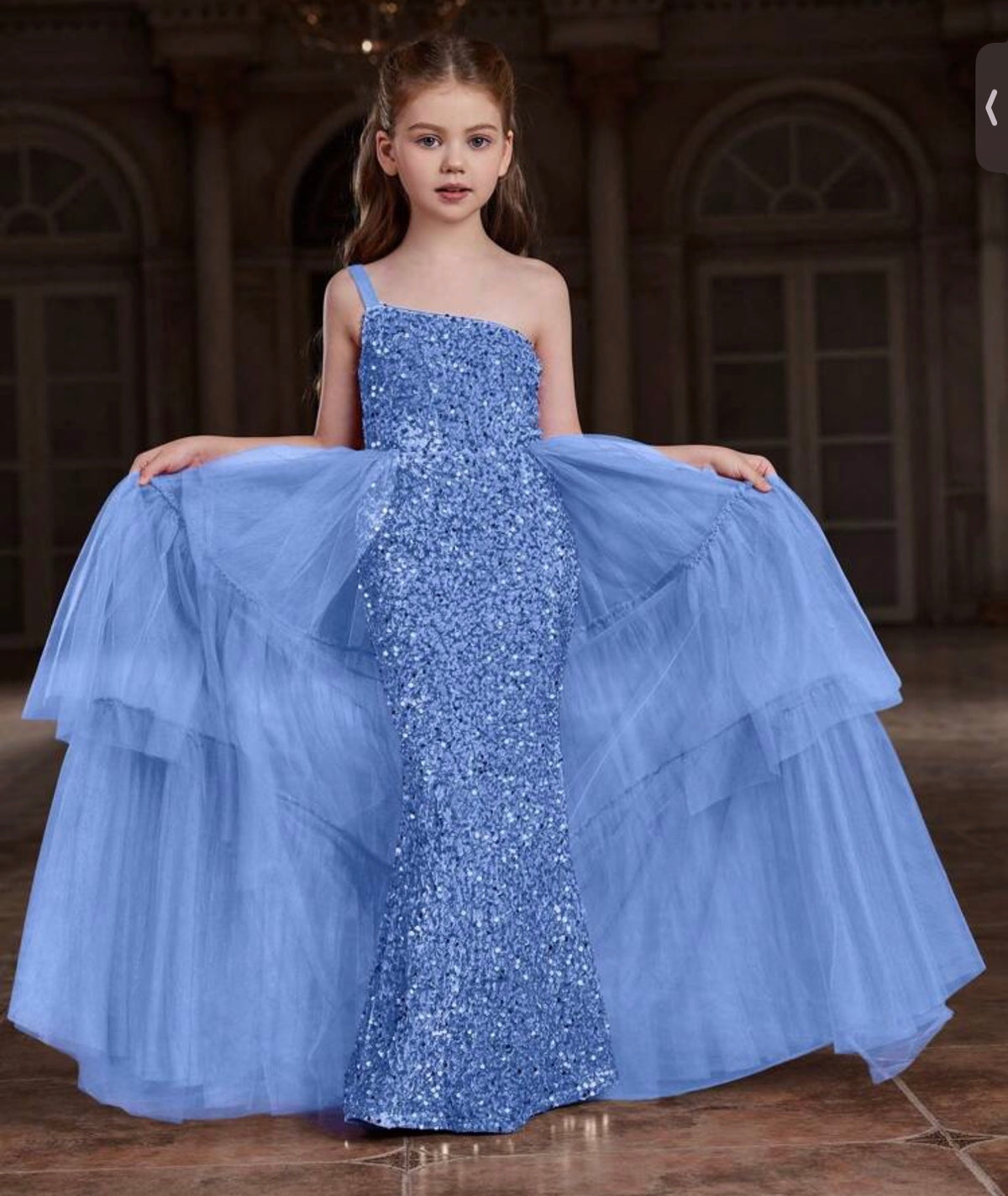 Sleeveless Sequin Floor-Length Evening Dress