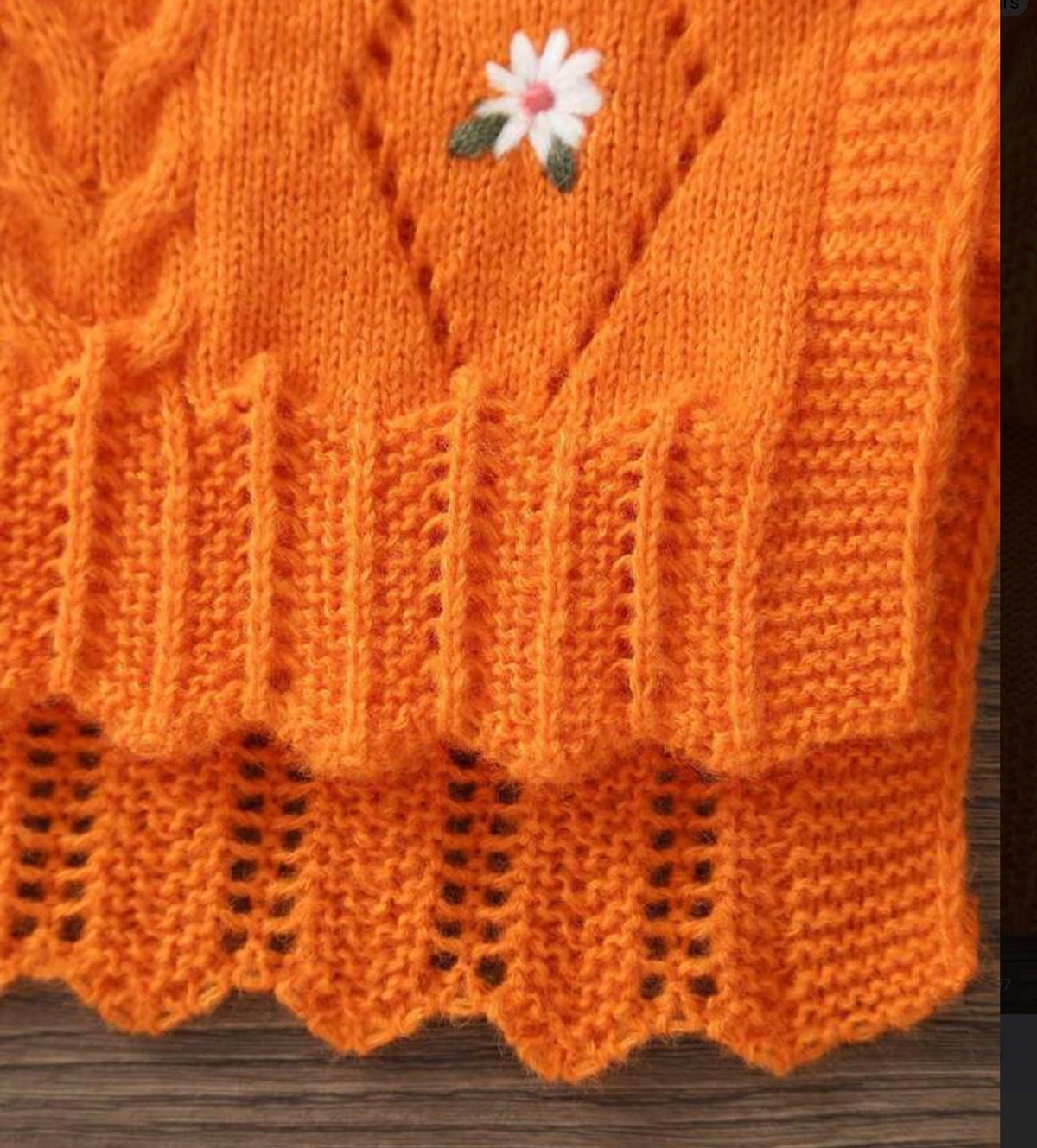 Floral Embroidered Sleeveless Hollow-Out Knitted Cardigan