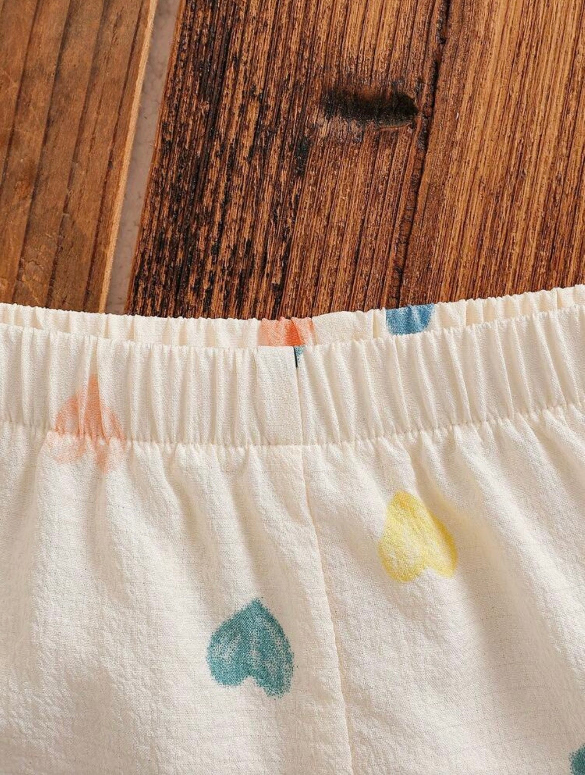 Heart Print Ruffle Sleeveless Top & Shorts