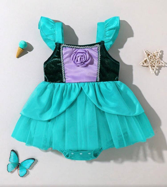Princess Blue Court Tulle Gemstone Dress