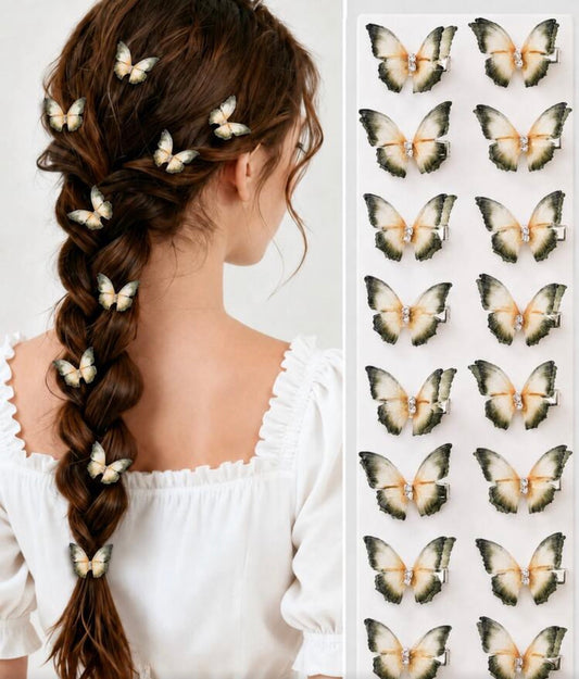 10pcs/Pack Double Layer Crystal Mesh Butterfly Hair