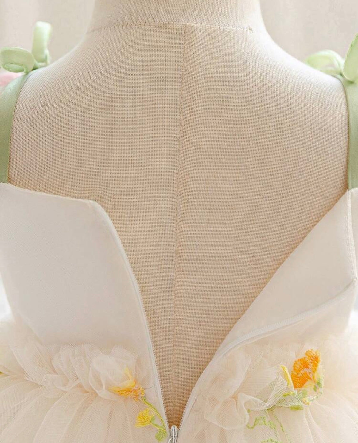 3D Floral Embroidered Princes dress Spaghetti Strap